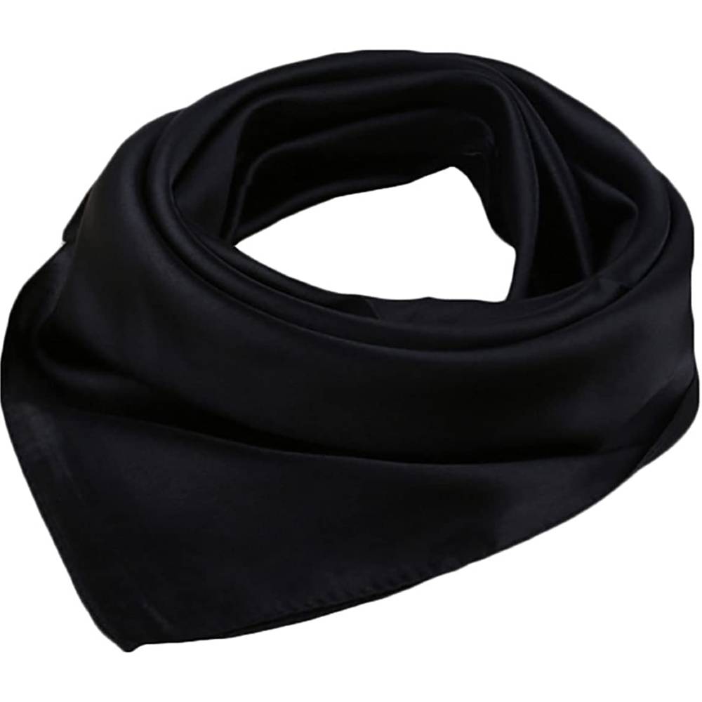 X&F Women's Solid Stain Charmeuse Neckerchief Square Scarf 23" 23" | Multiple Colors - B