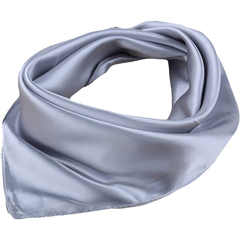 X&F Women's Solid Stain Charmeuse Neckerchief Square Scarf 23" 23" | Multiple Colors - GR