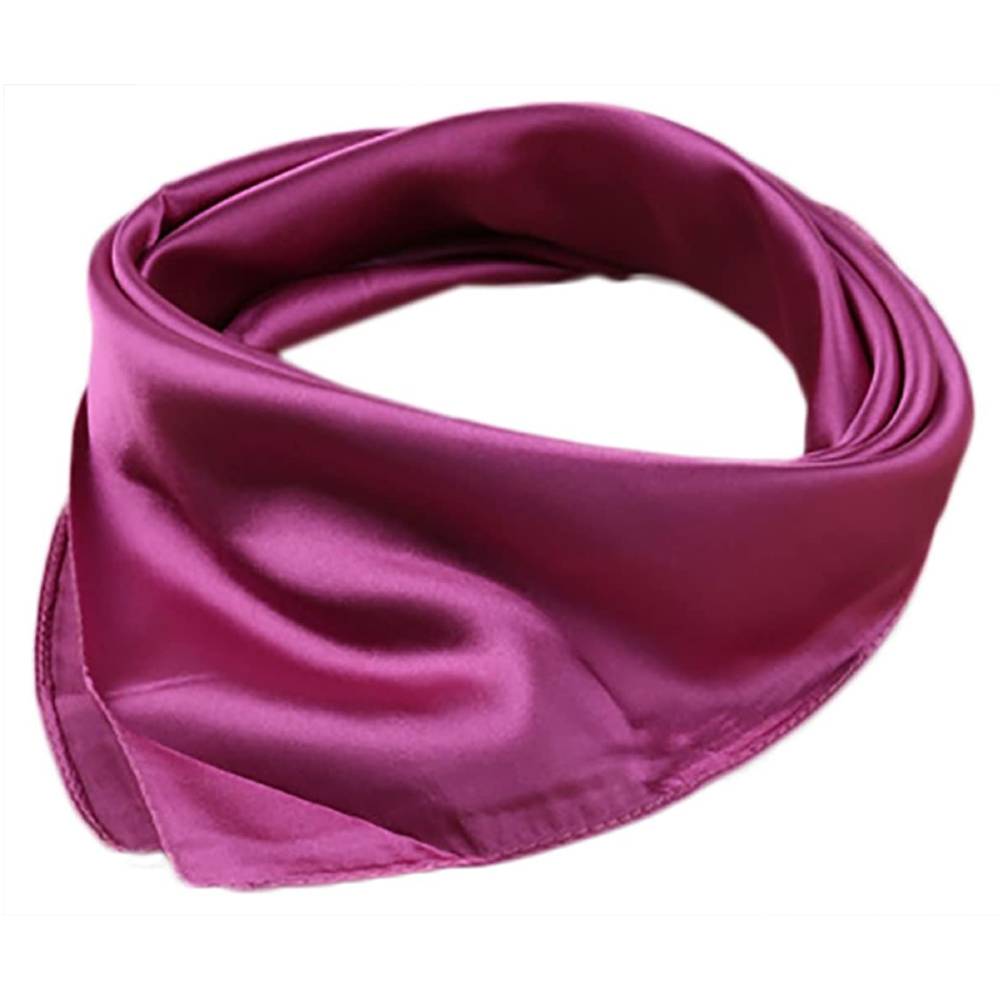X&F Women's Solid Stain Charmeuse Neckerchief Square Scarf 23" 23" | Multiple Colors - PUR