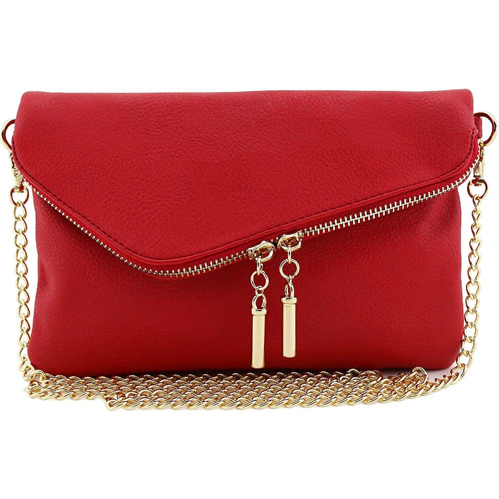 Envelope Wristlet Clutch Crossbody Bag with Chain Strap - RE