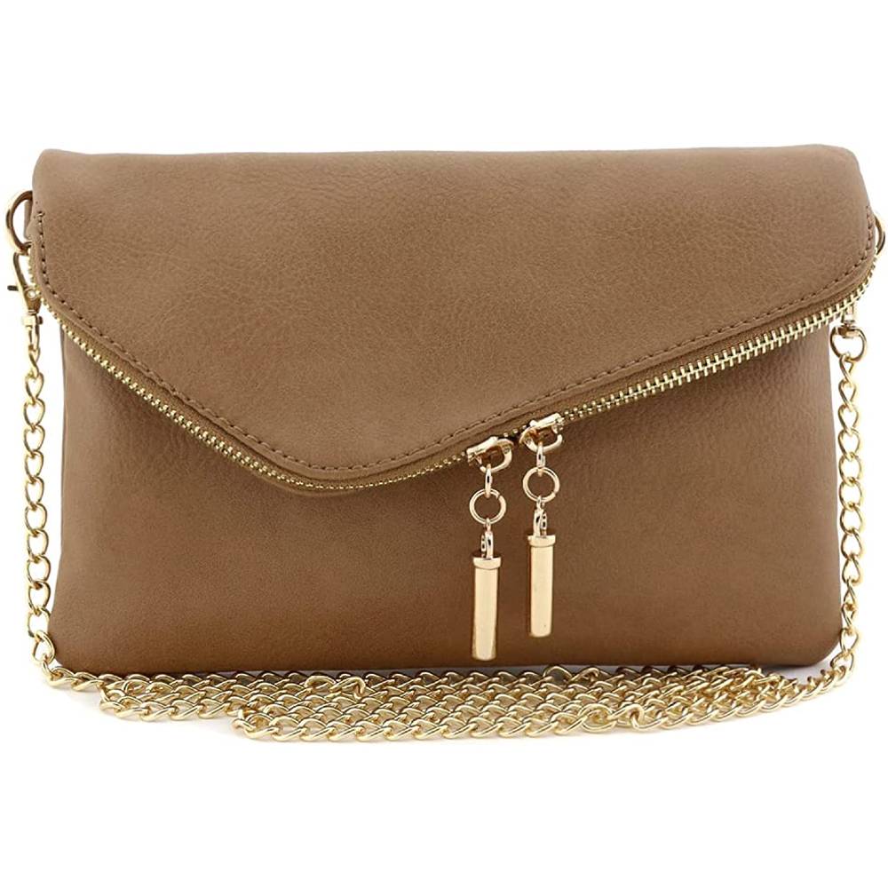 Envelope Wristlet Clutch Crossbody Bag with Chain Strap - ST