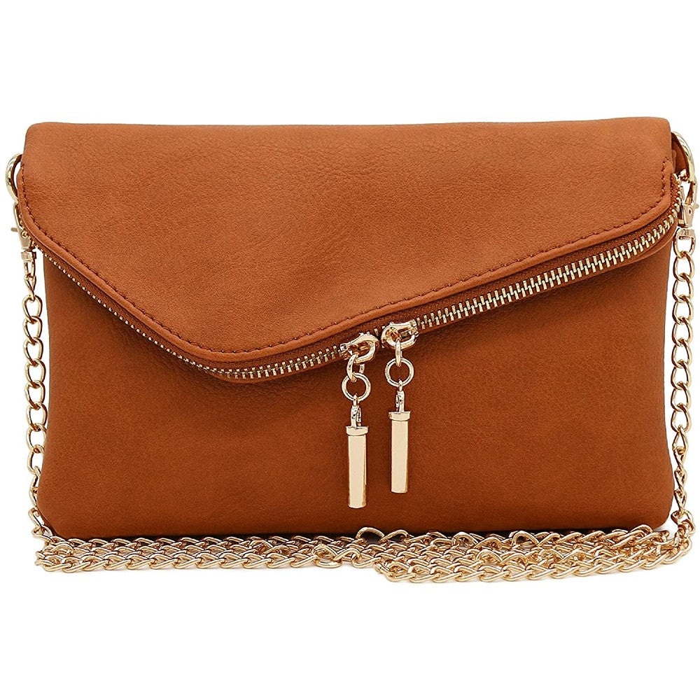 Envelope Wristlet Clutch Crossbody Bag with Chain Strap - T
