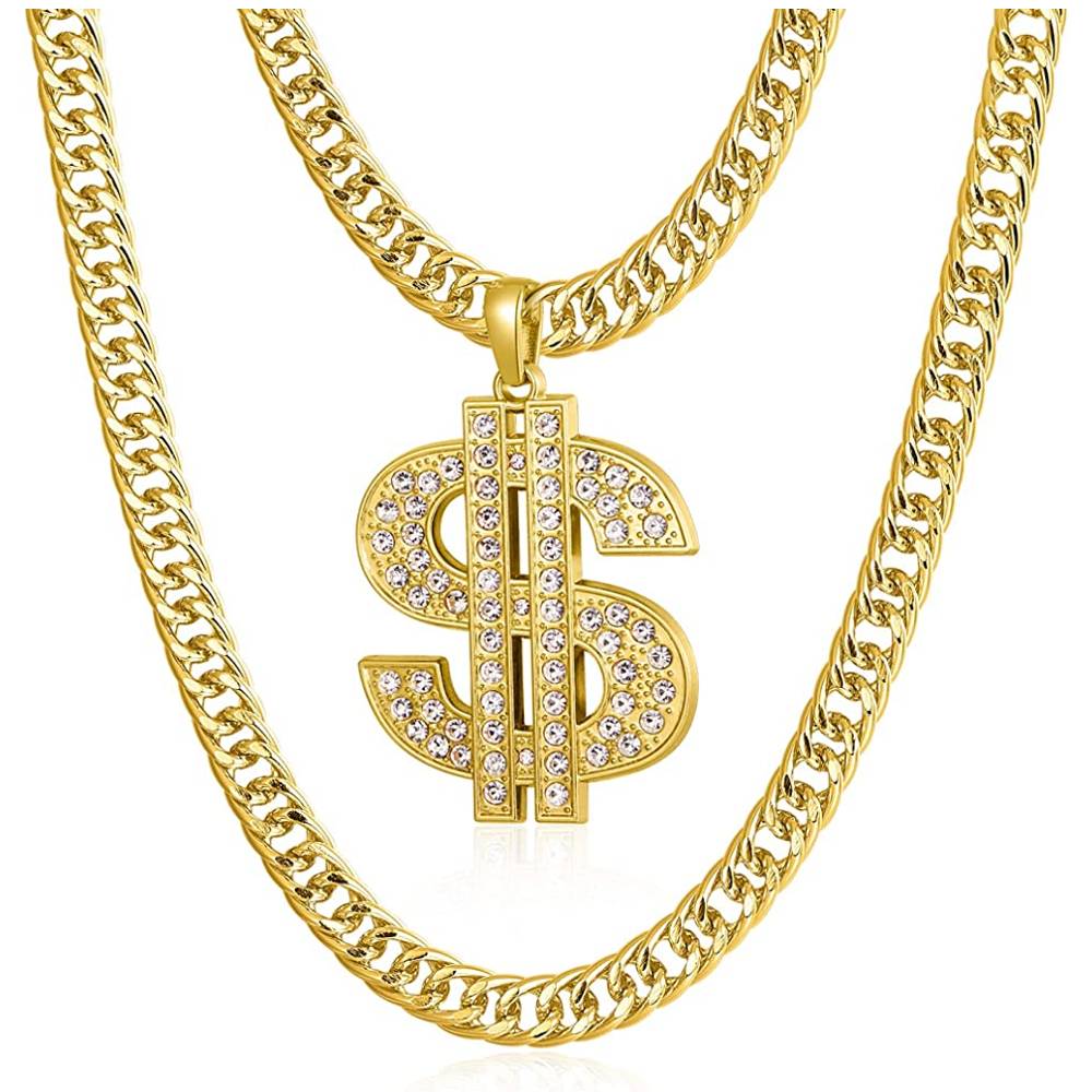 Gold Chain for Men with Dollar Sign Pendant Necklace | Multiple Colors - STLE