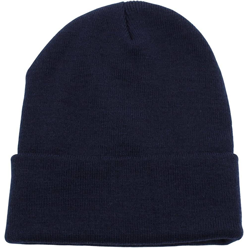 Top Level Beanie Men Women - Unisex Cuffed Plain Skull Knit Hat Cap | Multiple Colors - N