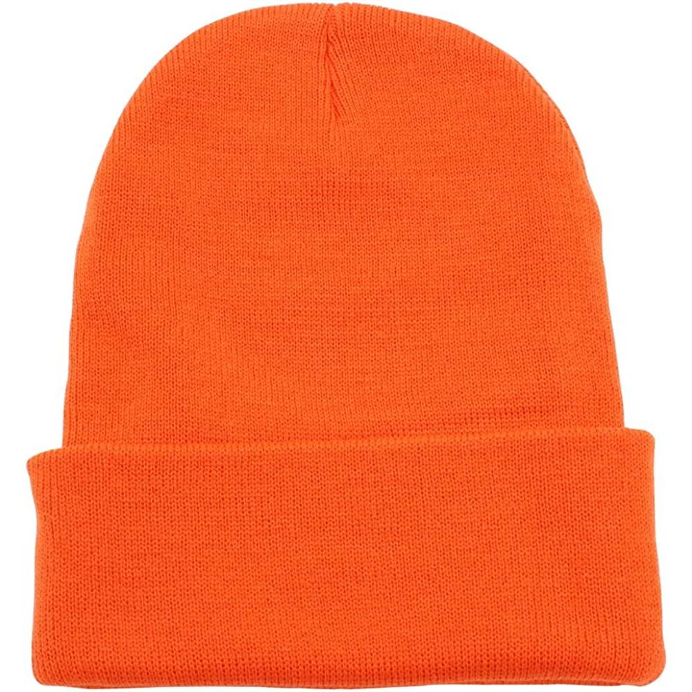 Top Level Beanie Men Women - Unisex Cuffed Plain Skull Knit Hat Cap | Multiple Colors - O