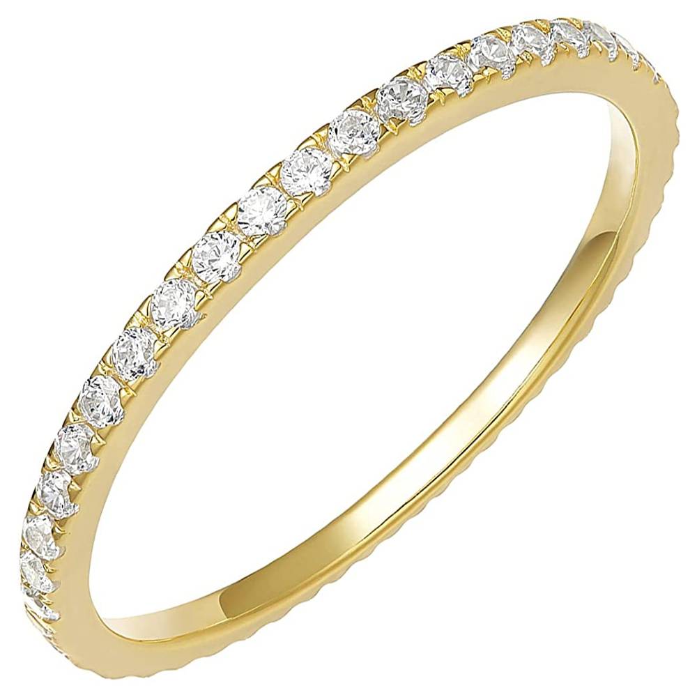 PAVOI 14K Gold Plated Sterling Silver CZ Simulated Diamond Stackable Ring Eternity Bands for Women | Multiple Colors and Sizes - PY