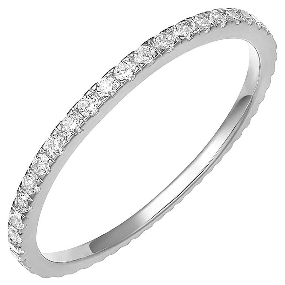 PAVOI 14K Gold Plated Sterling Silver CZ Simulated Diamond Stackable Ring Eternity Bands for Women | Multiple Colors and Sizes - PW