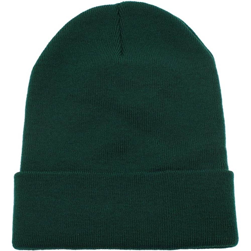 Top Level Beanie Men Women - Unisex Cuffed Plain Skull Knit Hat Cap | Multiple Colors - DG