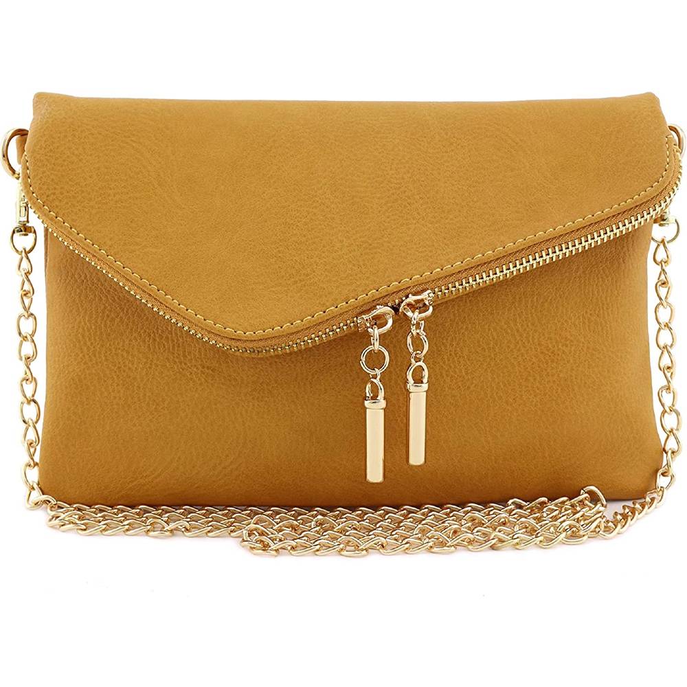 Envelope Wristlet Clutch Crossbody Bag with Chain Strap - MUS
