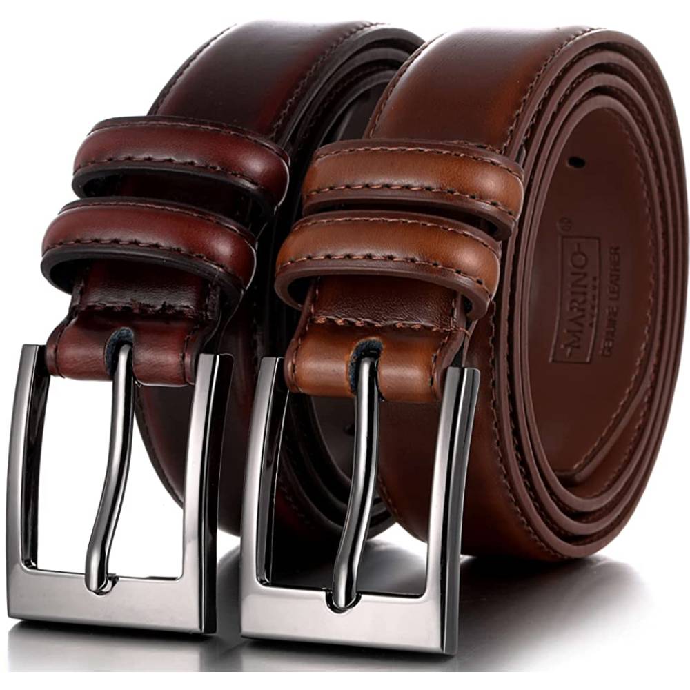Marino’s Men Genuine Leather Dress Belt with Single Prong Buckle | Multiple Colors - MAB
