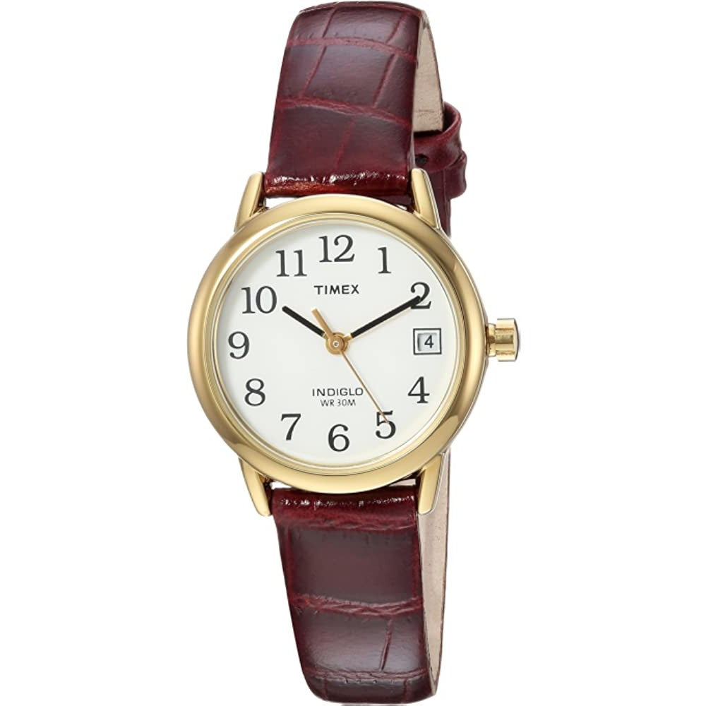 Timex Women's Indiglo Easy Reader Quartz Analog Leather Strap Watch with Date Feature - BGW