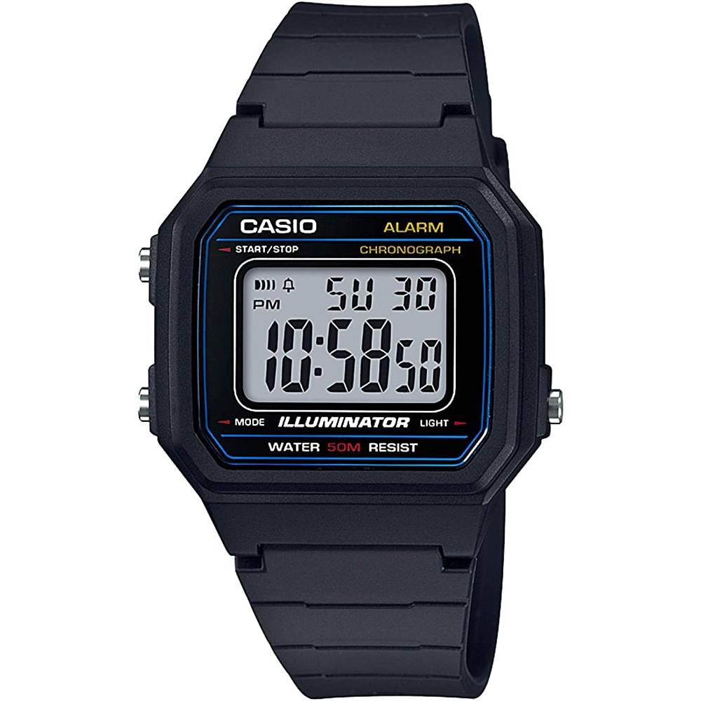 Casio Men's 'Classic' Quartz Resin Casual Watch, Color:Black (Model: W-217H-1AVCF)-B