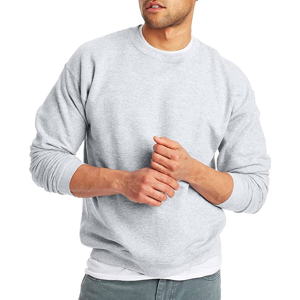 Hanes Men's Sweatshirt, EcoSmart Fleece Crewneck Sweatshirt, Cotton-Blend Fleece Sweatshirt, Plush Fleece Pullover Sweatshirt - AS