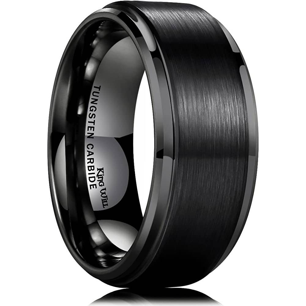 King Will Basic Tungsten Ring for Men 6mm 7mm 8mm 9mm 10mm Silver Blue Tungsten Wedding Band Matte Brushed Finish Comfort Fit | Multiple Colors - BB10