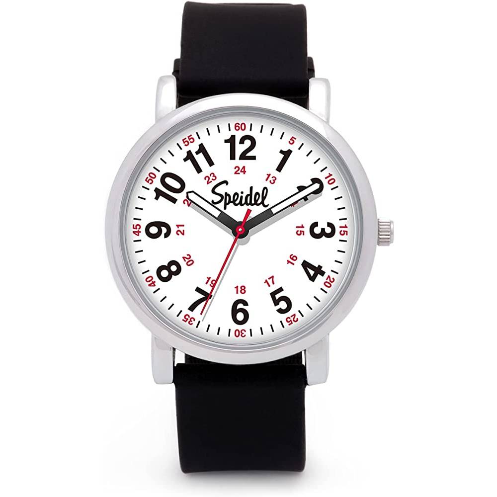 Speidel Original Scrub Watch™ for Nurse, Medical Professionals and Students – Various Medical Scrub Colors, Easy Read Dial, Military Time with Second Hand, Silicone Band, Water Resistant - BL