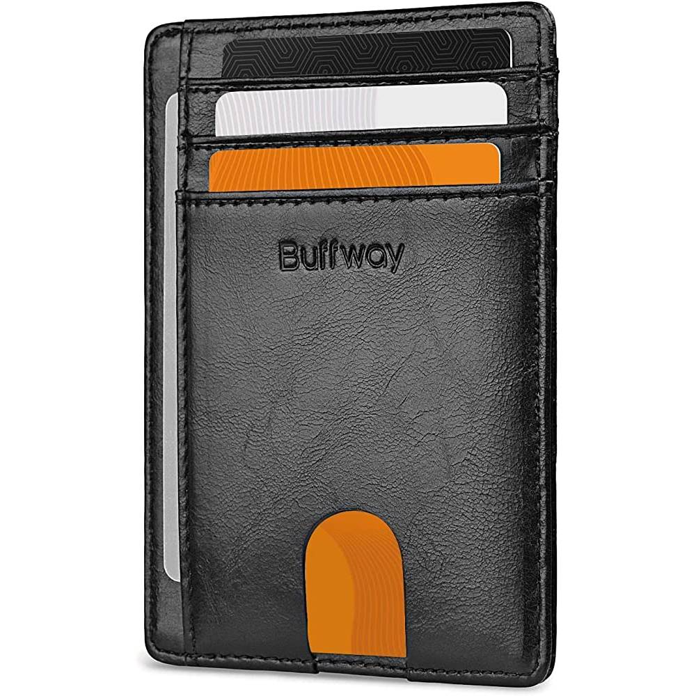 Buffway Slim Minimalist Front Pocket RFID Blocking Leather Wallets for Men Women | Multiple Colors - AB