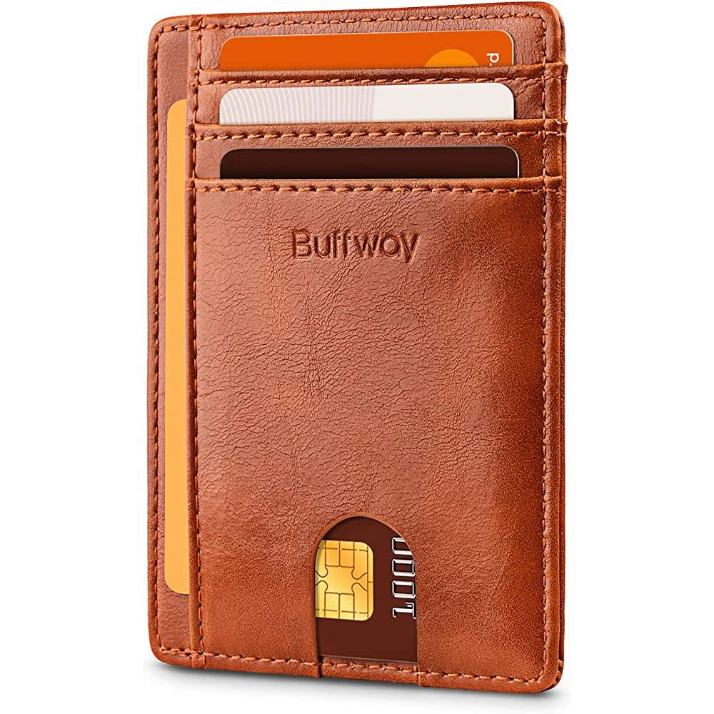 Buffway Slim Minimalist Front Pocket RFID Blocking Leather Wallets for Men Women | Multiple Colors - ABR