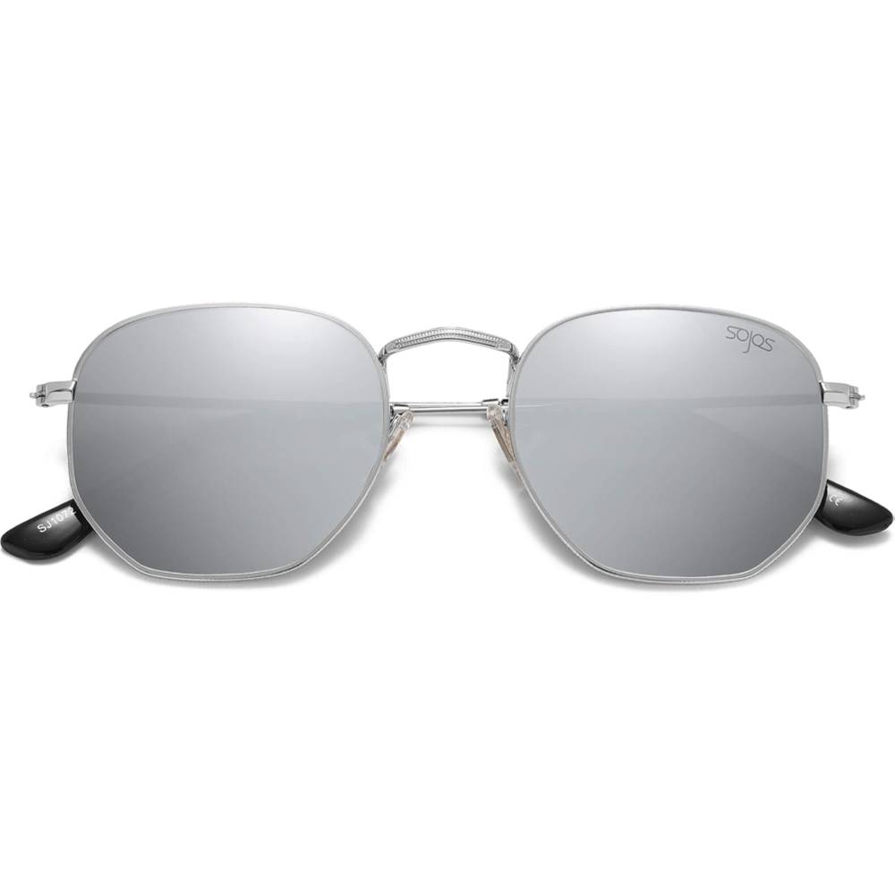SOJOS Small Square Polarized Sunglasses for Men and Women Polygon Mirrored Lens SJ1072 | Multiple Colors - SLI