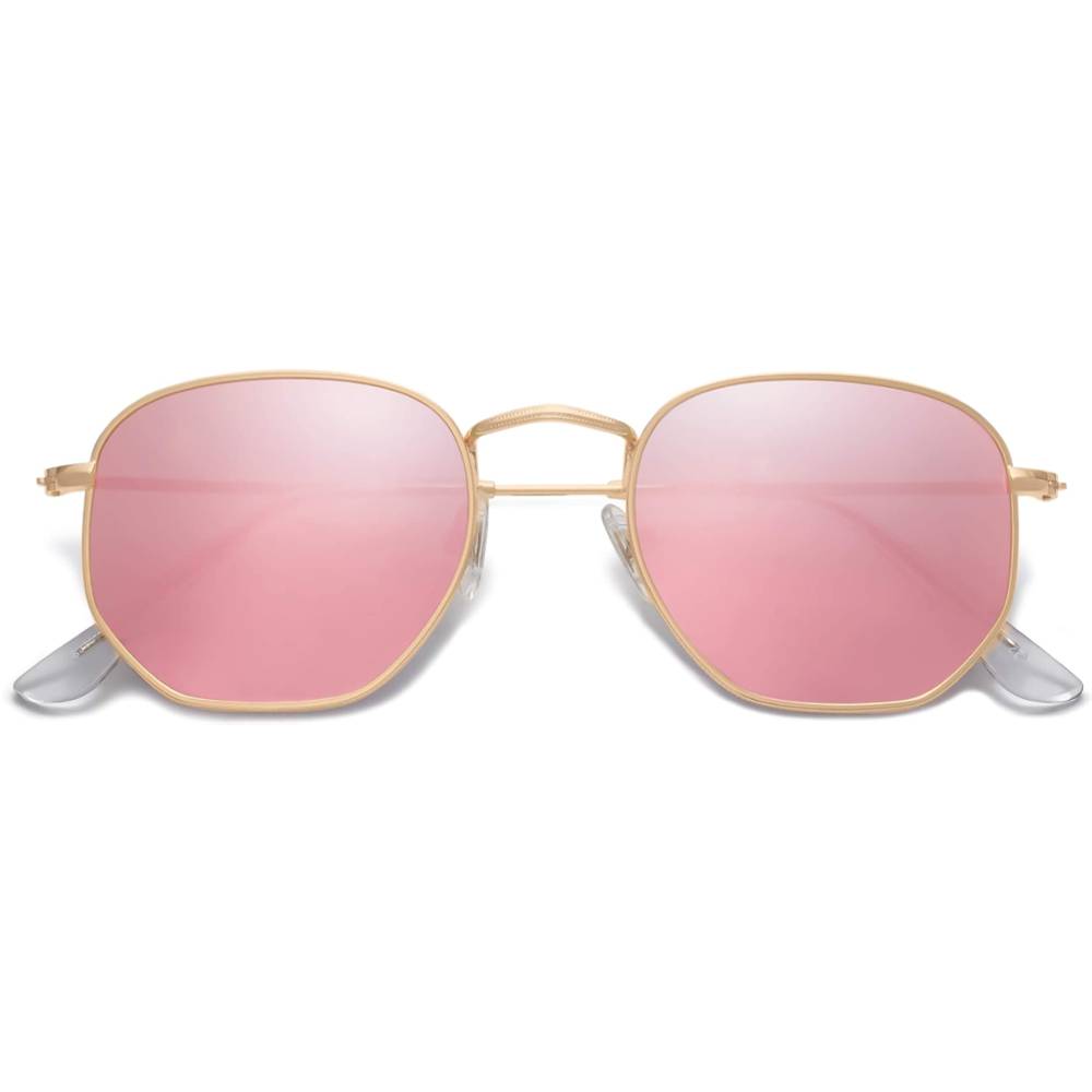 SOJOS Small Square Polarized Sunglasses for Men and Women Polygon Mirrored Lens SJ1072 | Multiple Colors - PK