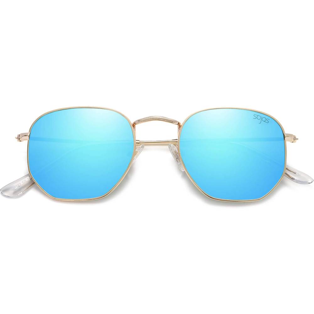 SOJOS Small Square Polarized Sunglasses for Men and Women Polygon Mirrored Lens SJ1072 | Multiple Colors - BL