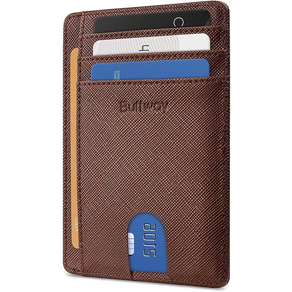 Buffway Slim Minimalist Front Pocket RFID Blocking Leather Wallets for Men Women | Multiple Colors - CRC