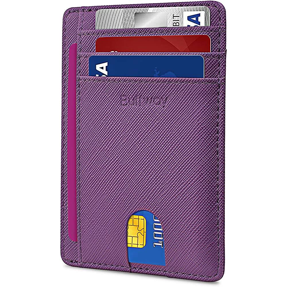 Buffway Slim Minimalist Front Pocket RFID Blocking Leather Wallets for Men Women | Multiple Colors - CPU