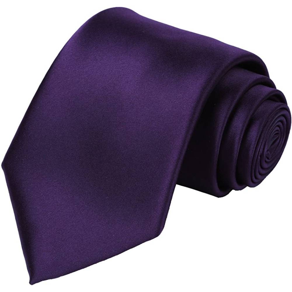 KissTies Solid Satin Tie Pure Color Necktie Mens Ties + Gift Box | Multiple Colors - PU