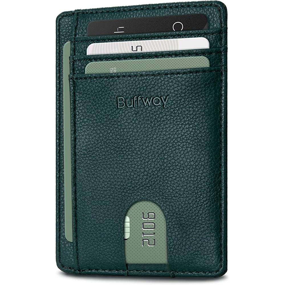 Buffway Slim Minimalist Front Pocket RFID Blocking Leather Wallets for Men Women | Multiple Colors - LGR