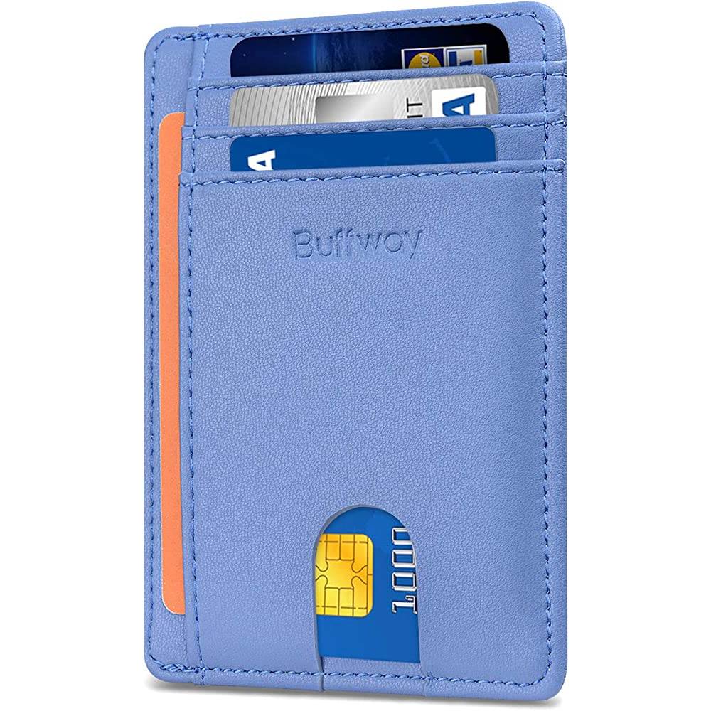 Buffway Slim Minimalist Front Pocket RFID Blocking Leather Wallets for Men Women | Multiple Colors - SWBL