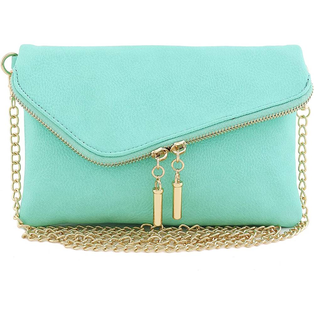 Envelope Wristlet Clutch Crossbody Bag with Chain Strap - LM