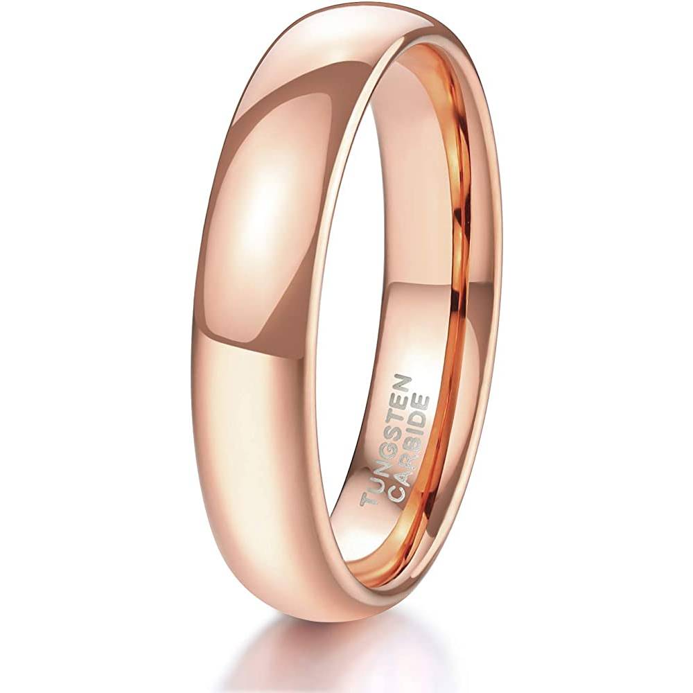 TRUMIUM 2mm 4mm 6mm 8mm Tungsten Wedding Band Ring for Men Women Gold/Rose Gold/Silver Domed High Polish Comfort Fit 4-15 | Multiple Colors and Sizes - TURG4MM