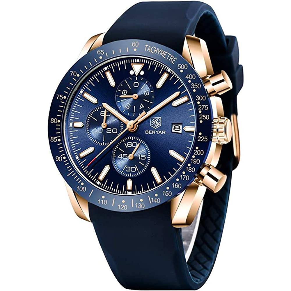 Mens Watches BY BENYAR Chronograph Analog Quartz Movement Stylish Sports Designer Wrist Watch 30M Waterproof Elegant Gift Watch for Men | Multiple Colors - GBL