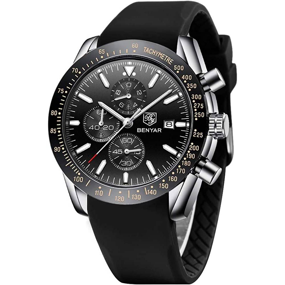 Mens Watches BY BENYAR Chronograph Analog Quartz Movement Stylish Sports Designer Wrist Watch 30M Waterproof Elegant Gift Watch for Men | Multiple Colors - BSB