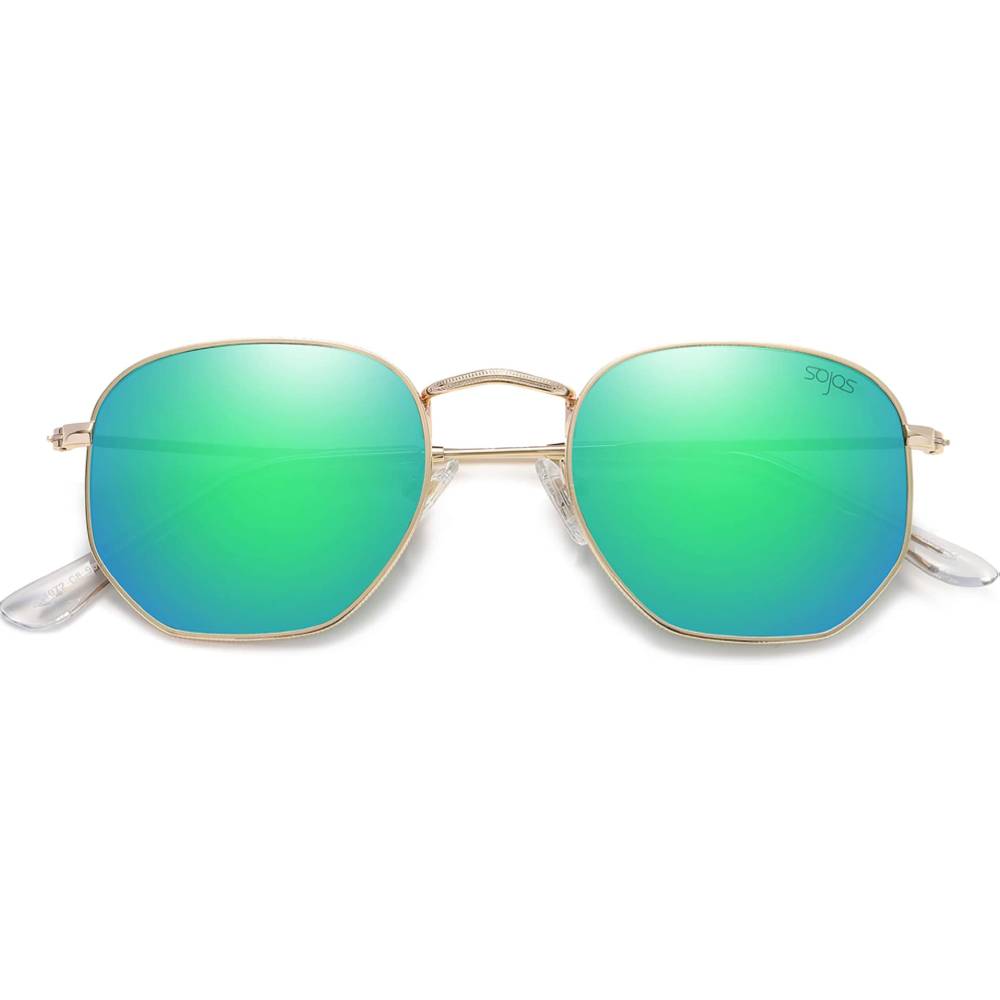 SOJOS Small Square Polarized Sunglasses for Men and Women Polygon Mirrored Lens SJ1072 | Multiple Colors - GR
