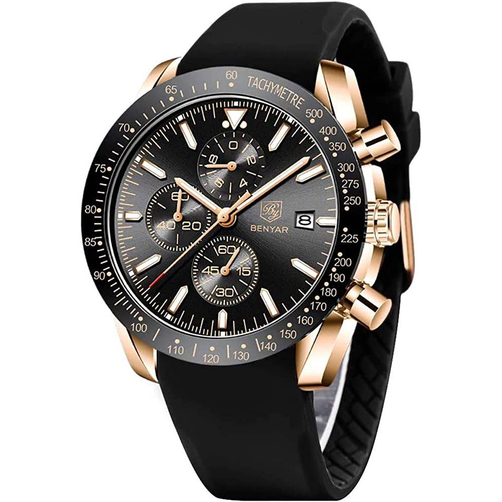 Mens Watches BY BENYAR Chronograph Analog Quartz Movement Stylish Sports Designer Wrist Watch 30M Waterproof Elegant Gift Watch for Men | Multiple Colors - BGB