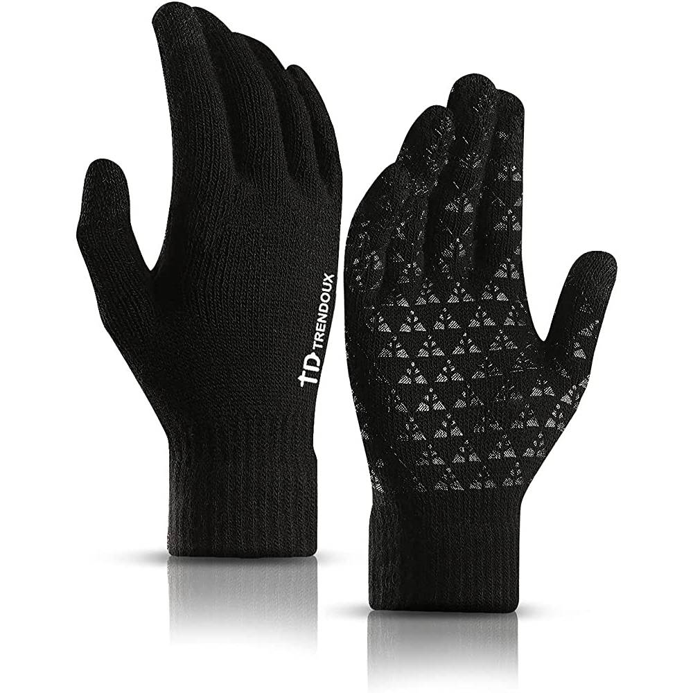 TRENDOUX Winter Gloves for Men Women - Upgraded Touch Screen Anti-Slip Silicone Gel - Elastic Cuff - Thermal Soft Knit Lining | Multiple Colors - BL