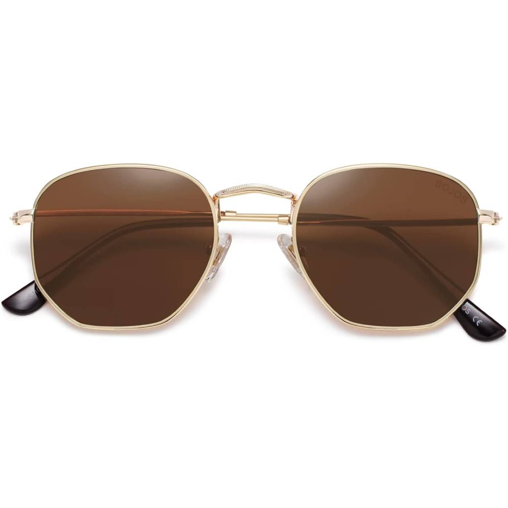 SOJOS Small Square Polarized Sunglasses for Men and Women Polygon Mirrored Lens SJ1072 | Multiple Colors - BR