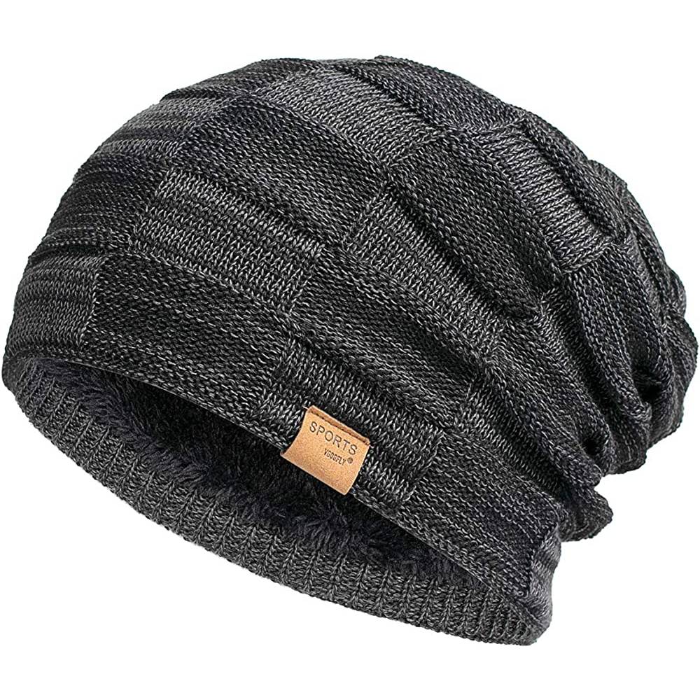 Vgogfly Slouchy Beanie for Men Winter Hats for Guys Cool Beanies Mens Lined Knit Warm Thick Skully Stocking Binie Hat | Multiple Colors