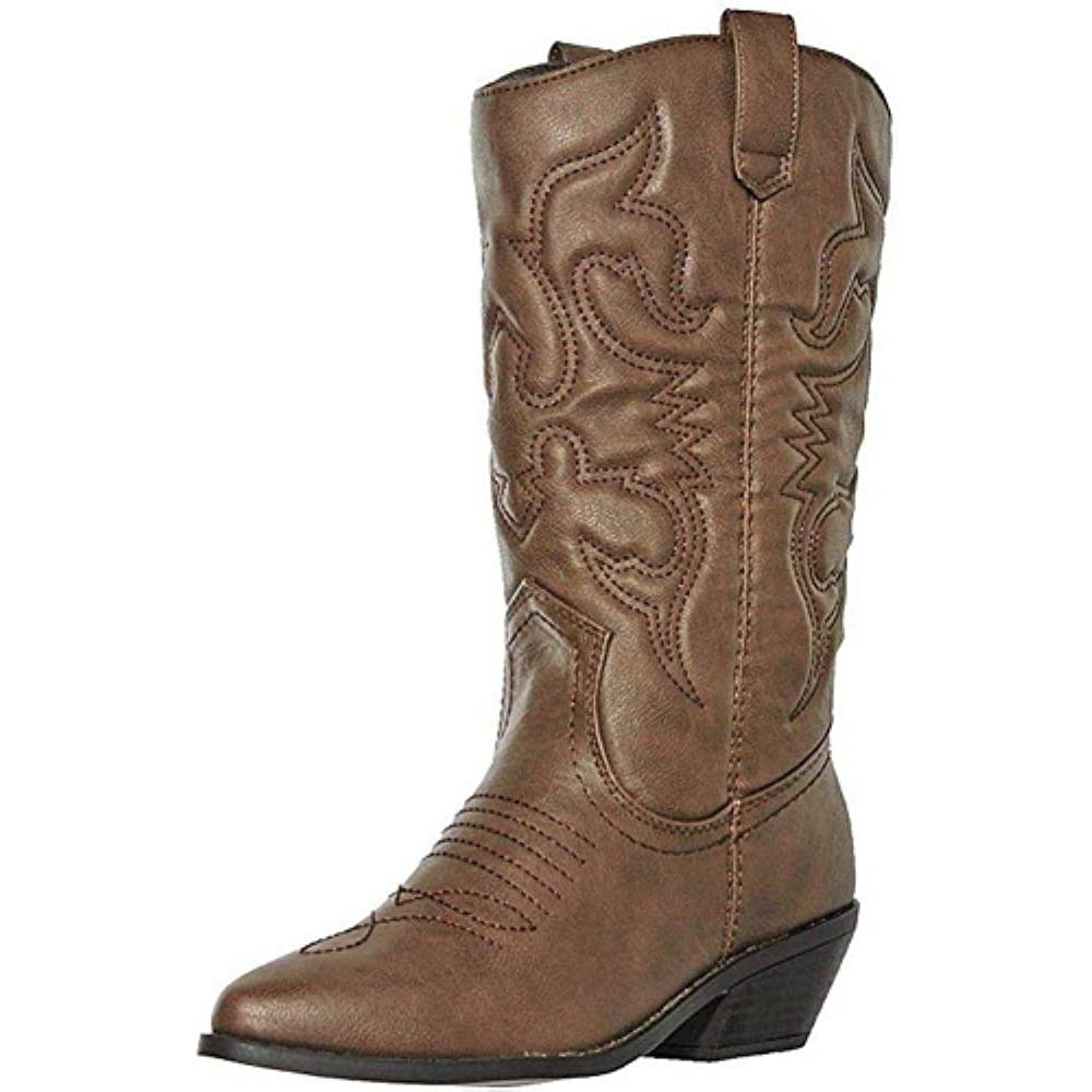 Soda Reno Women Western Cowboy Pointed Toe Knee High Pull On Tabs Boots | Multiple Colors and Sizes - DTN