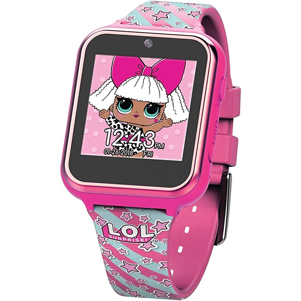 Accutime Kids LOL Surprise Checker Pink Educational Learning Touchscreen Smart Watch Toy for Girls, Boys, Toddlers - Selfie Cam, Learning Games, Alarm, Calculator, Pedometer & More (Model: LOL4296AZ) - PS