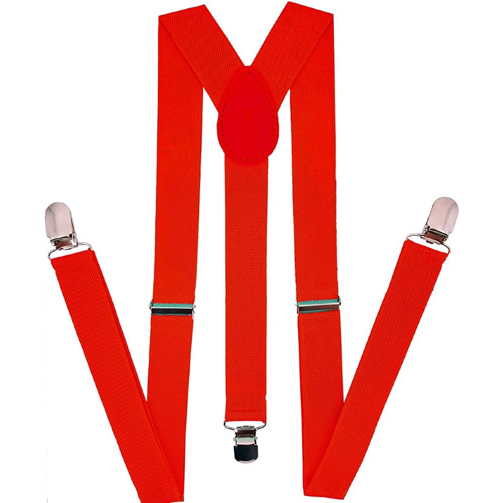 Navisima Adjustable Elastic Y Back Style Unisex Suspenders for Men and Women With Strong Metal Clips | Multiple Colors - R