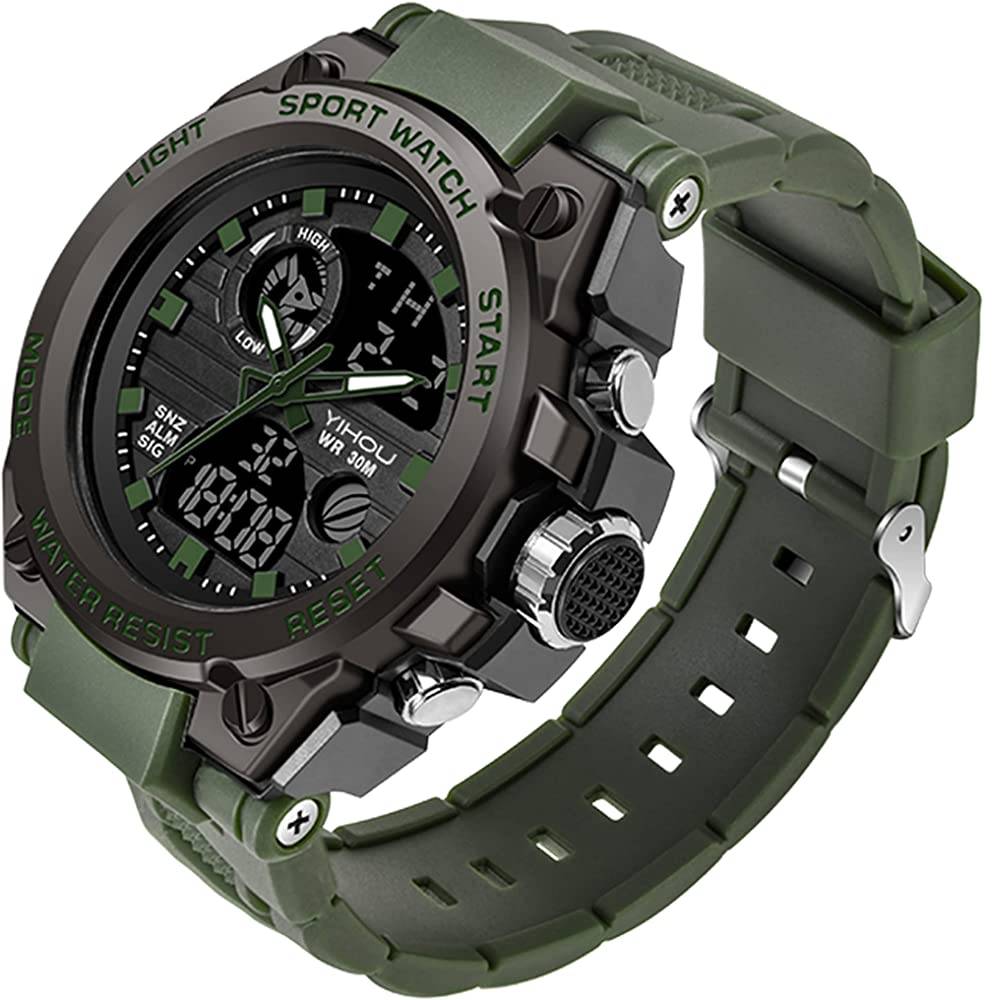 Men's Military Watch Outdoor Sports Electronic Watch Tactical Army Wristwatch LED Stopwatch Waterproof Digital Analog Watches | Multiple Colors - GR