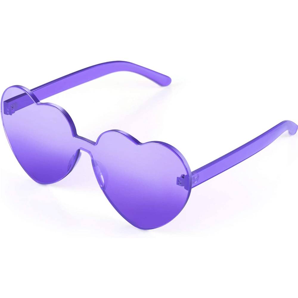 Maxdot Heart Shape Sunglasses Rimless Transparent Heart Glasses Colorful Party Favors | Multiple Colors - TRPU