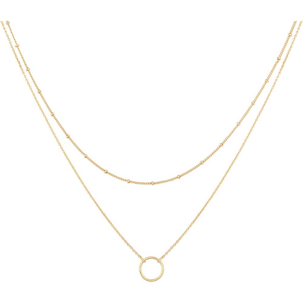 MEVECCO Layered Heart Necklace Pendant Handmade 18k Gold Plated Dainty Gold Choker Arrow Bar Layering Long Necklace for Women | Multiple Colors and Sizes - G