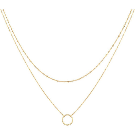 MEVECCO Layered Heart Necklace Pendant Handmade 18k Gold Plated Dainty Gold Choker Arrow Bar Layering Long Necklace for Women | Multiple Colors and Sizes - G