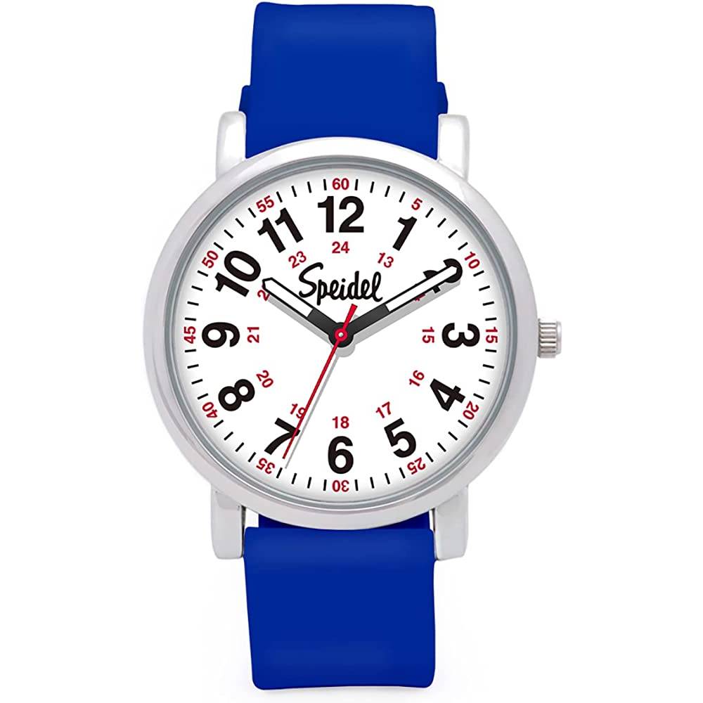 Speidel Original Scrub Watch™ for Nurse, Medical Professionals and Students – Various Medical Scrub Colors, Easy Read Dial, Military Time with Second Hand, Silicone Band, Water Resistant - RB