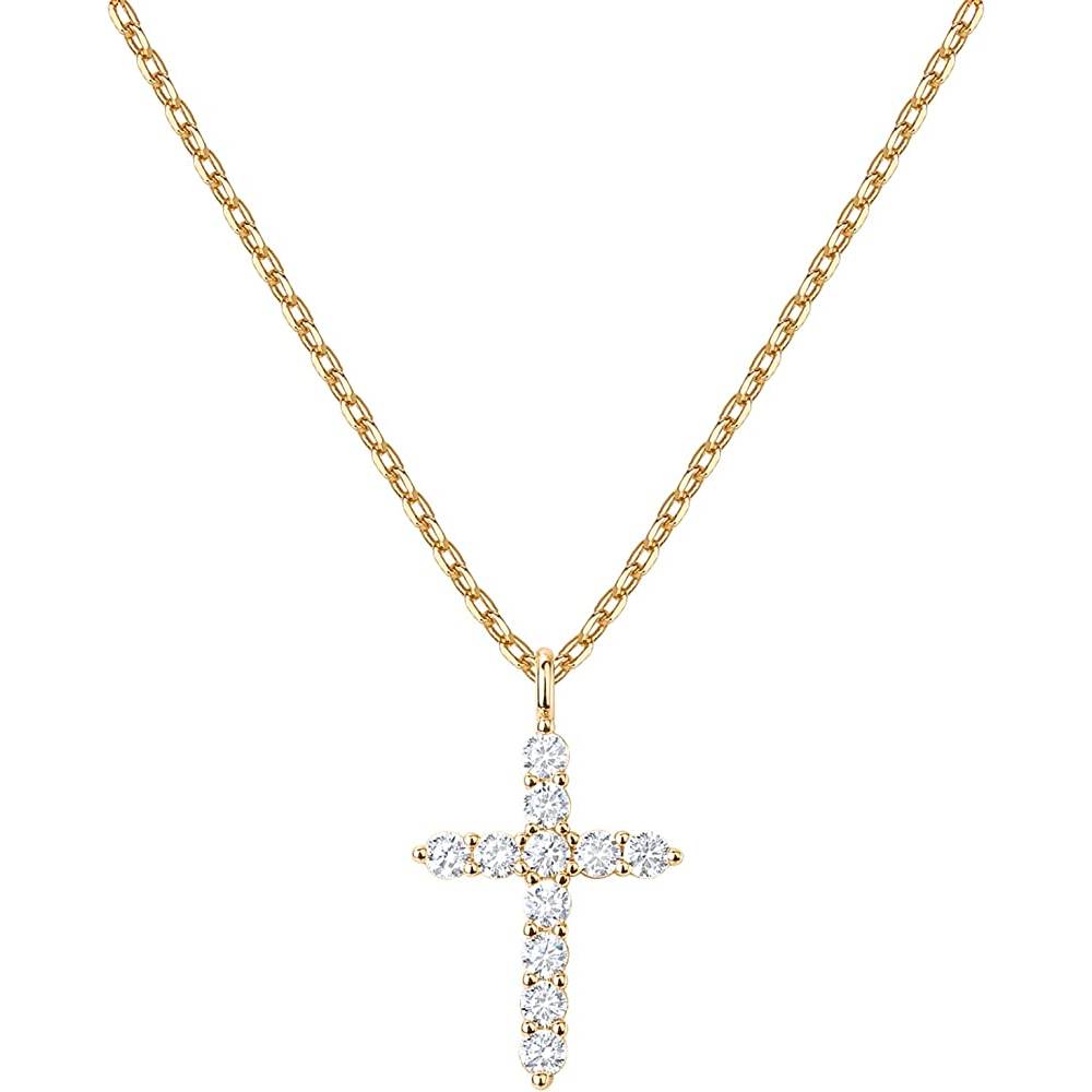 PAVOI 14K Gold Plated Cross Necklace for Women | Cross Pendant | Gold Necklaces for Women | Multiple Colors and Sizes - YG