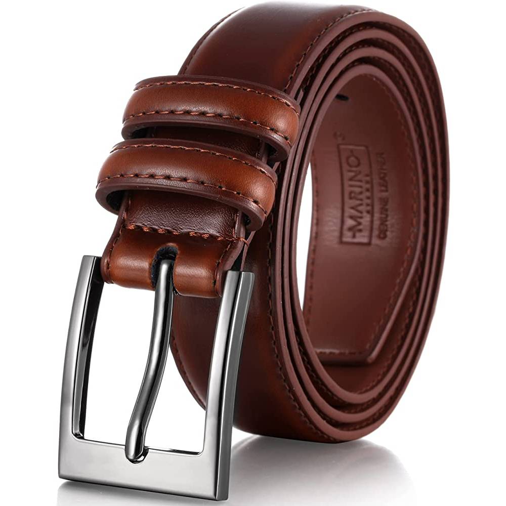Marino’s Men Genuine Leather Dress Belt with Single Prong Buckle | Multiple Colors - BUU