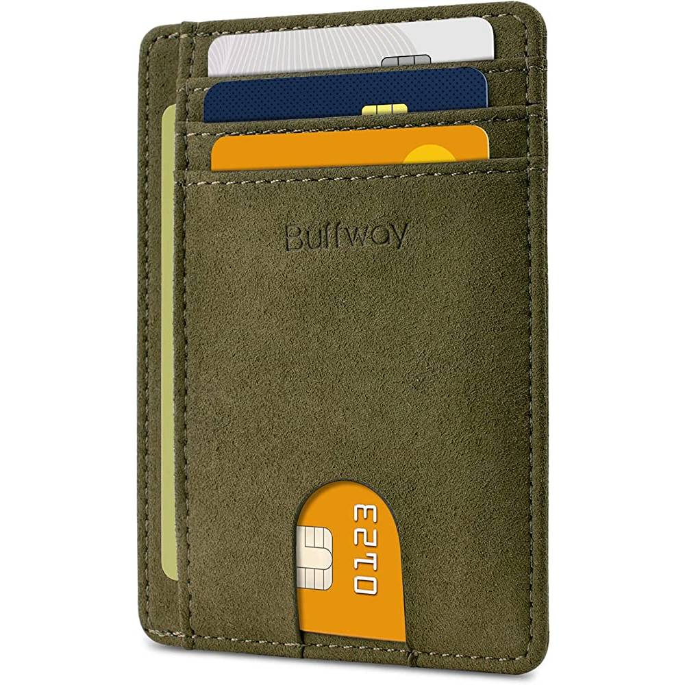 Buffway Slim Minimalist Front Pocket RFID Blocking Leather Wallets for Men Women | Multiple Colors - ASDGR