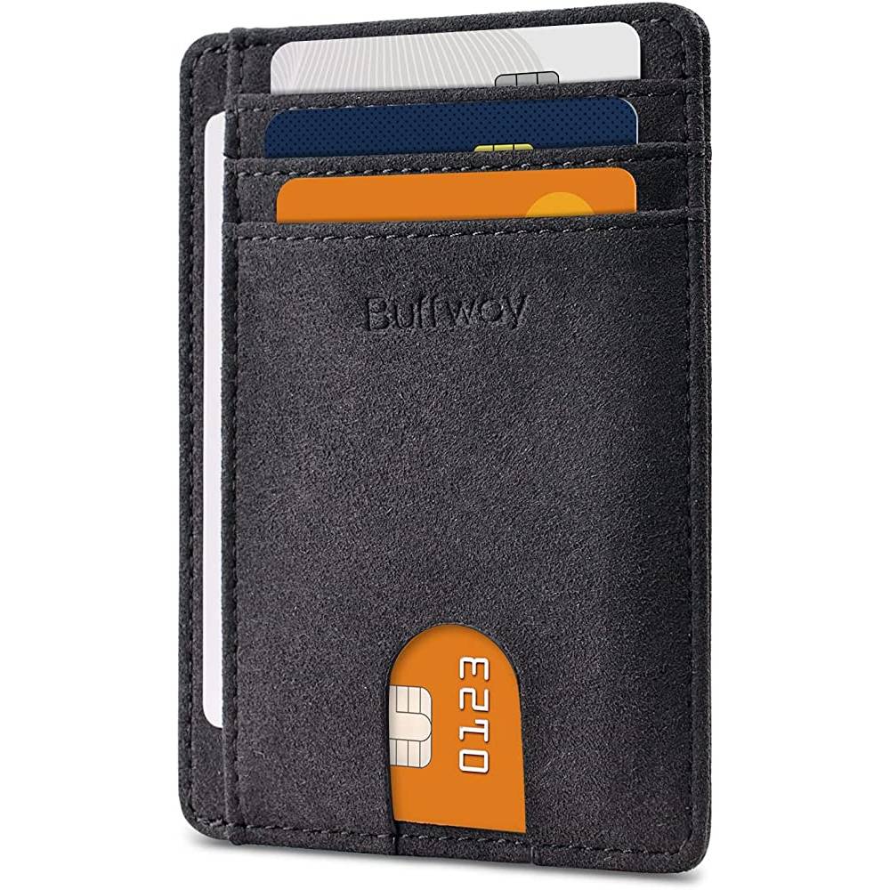Buffway Slim Minimalist Front Pocket RFID Blocking Leather Wallets for Men Women | Multiple Colors - ASCB